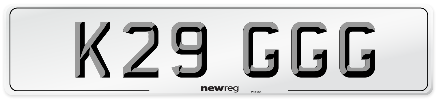 K29 GGG Number Plate from New Reg